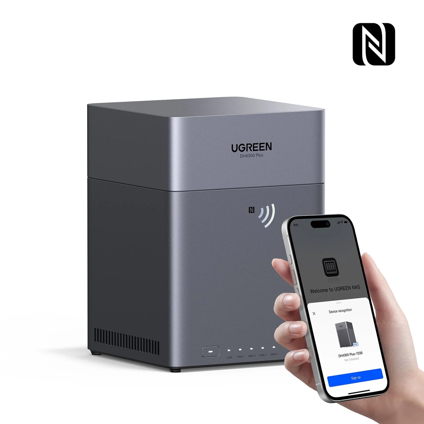 UGREEN DH4300 Plus+ 4-Bay NAS + 4x 16 TB Festplatten (RAID5)