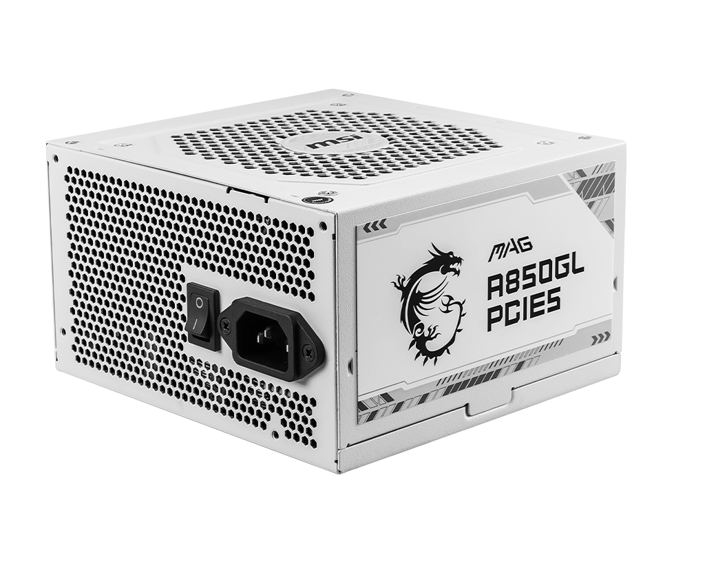 Alimentation MSI Mag A850GL PCIe5 Blanc, 850W 80 plus Gold