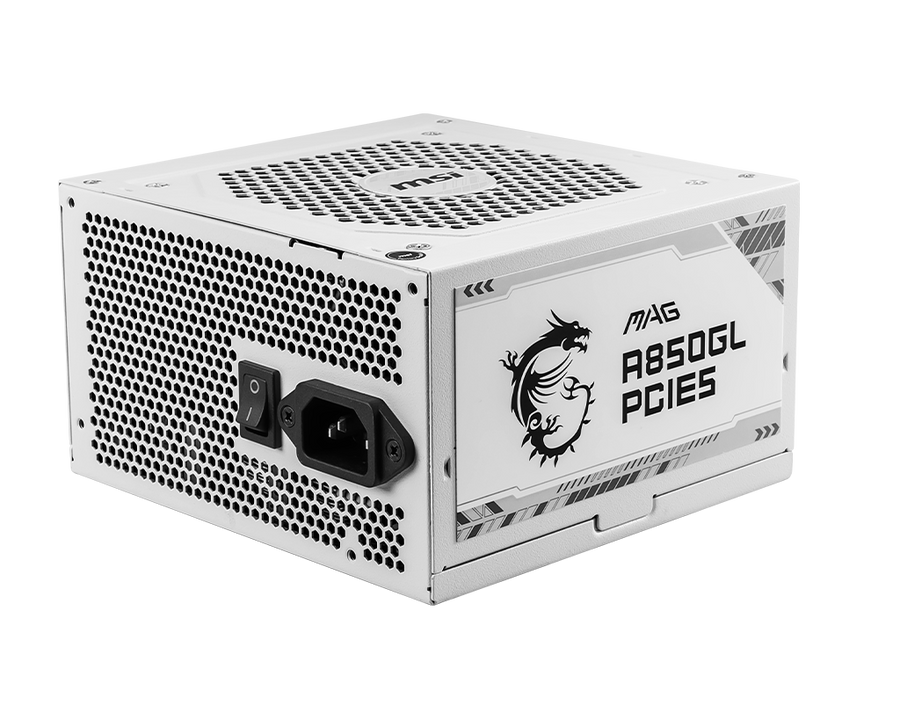MSI Mag A850GL PCIe5 White Power Supply, 850W 80 Plus Gold