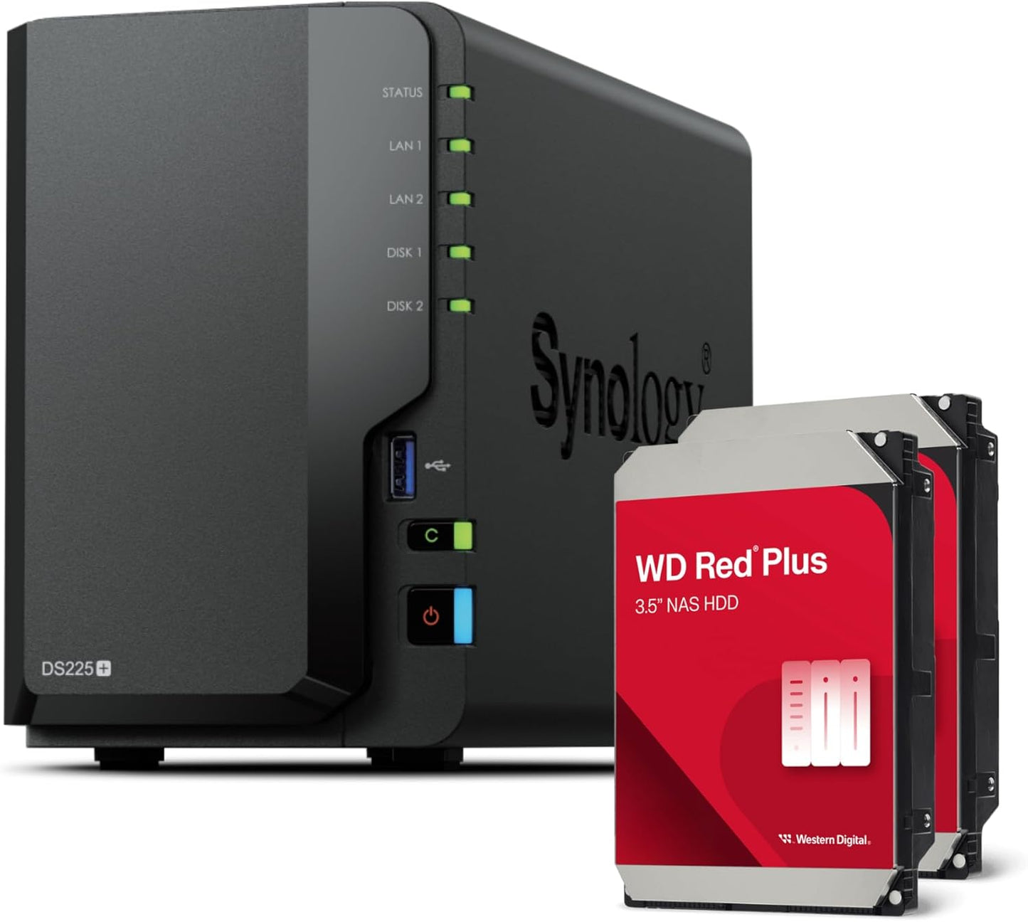 NAS Synology DS225+ 2 Einschübe + 2 Festplatten 8 TB (RAID1)