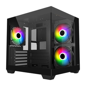 Xigmatek Cubi M Black Case - multiple lighting modes + Remote Control