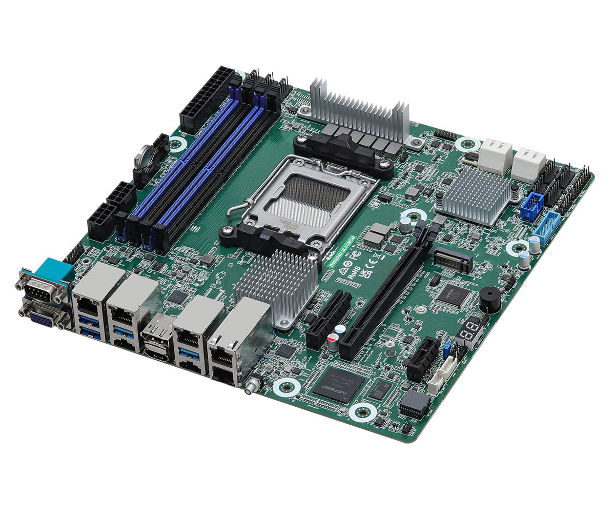 Carte mère serveur AM5 ASRock Rack B650D4U-2L2T/BCM, vue de biais