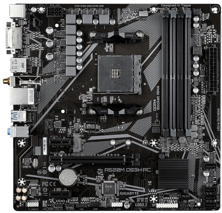 Gigabyte A520M DS3H AC AM4 Motherboard (WiFi + Bluetooth included)