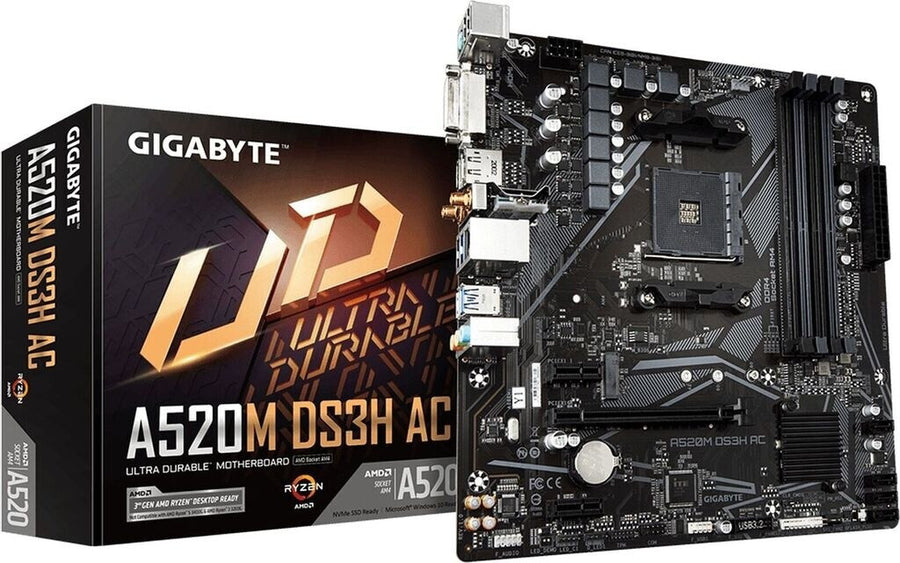 Carte mère AM4 Gigabyte A520M DS3H AC (WiFi + Bluetooth inclus)