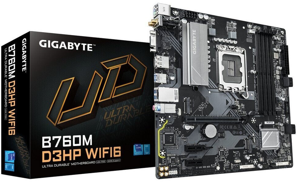 Carte mère LGA 1700 DDR5 GigaByte B760M D3HP WiFi6  (WiFi + Bluetooth inclus)