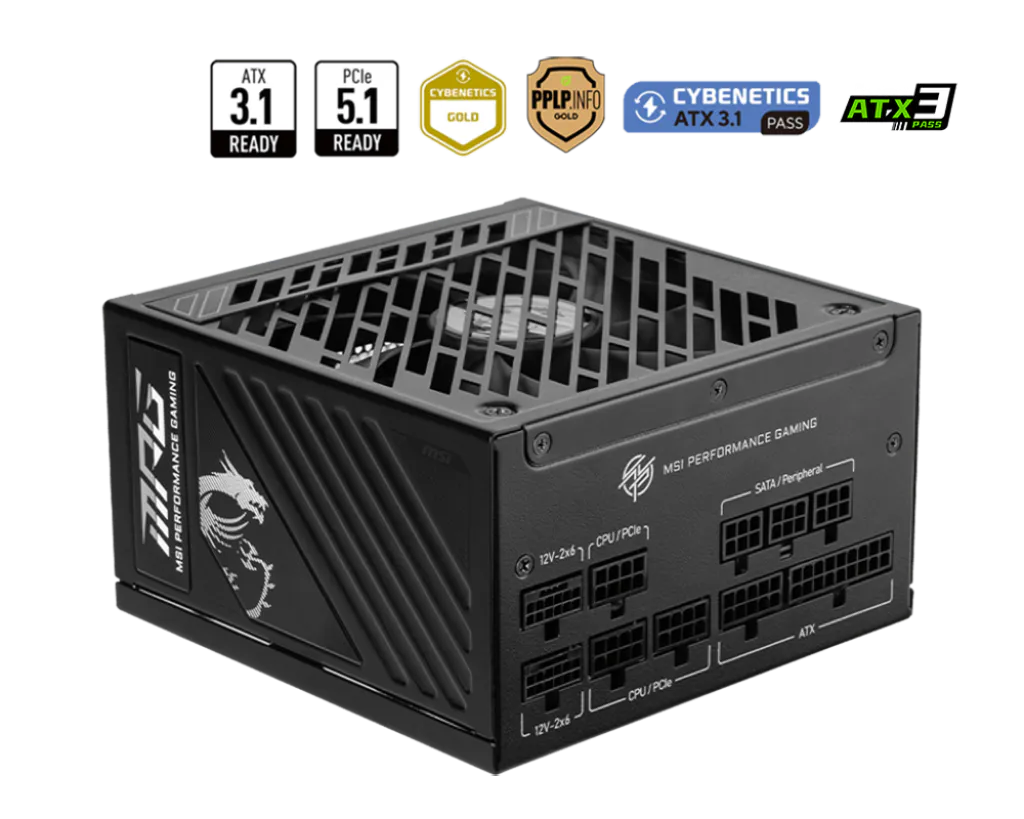 Alimentation MSI MPG A1000GS PCIE5, 1000W 80 plus Gold