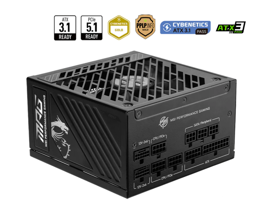 MSI MPG A1000GS PCIE5 Power Supply, 1000W 80 plus Gold